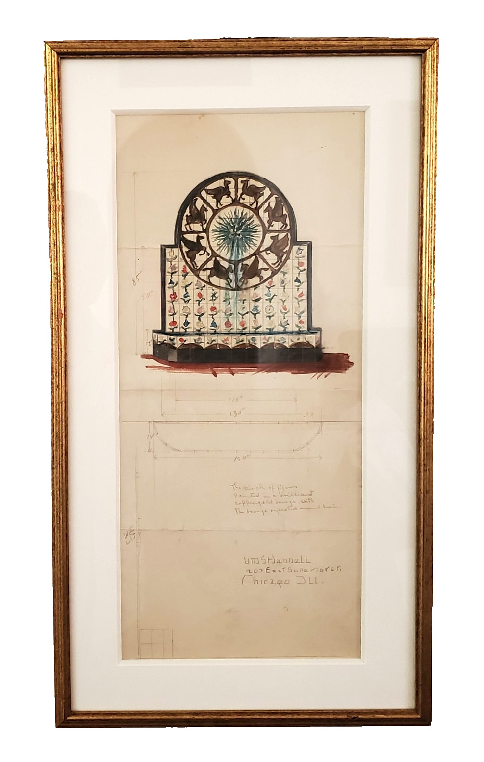 VINOL M.S. HANNELL ( 1896-1964) CHICAGO, ILL ARCHITECTURAL MODERN DRAWING SIGNED