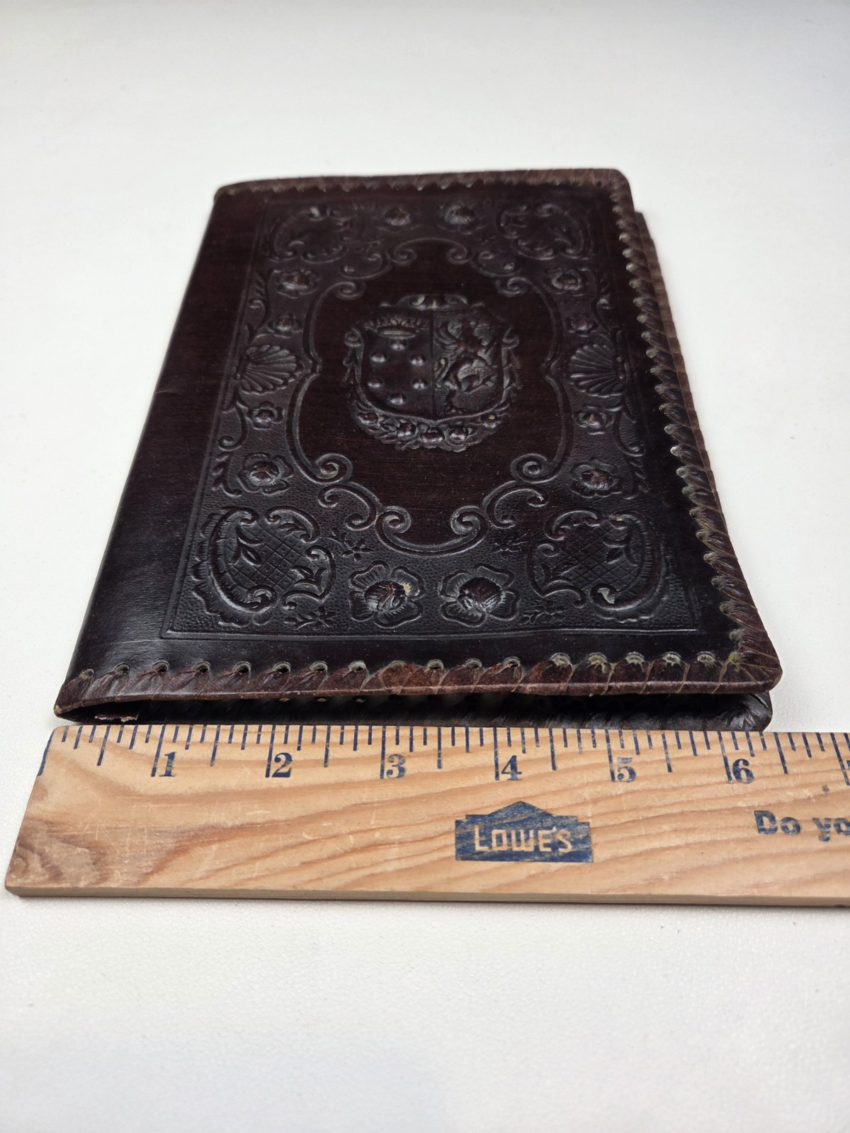 Vintage 1930s Leather Book Cover Italian Embossed Crest Crown & Griffon