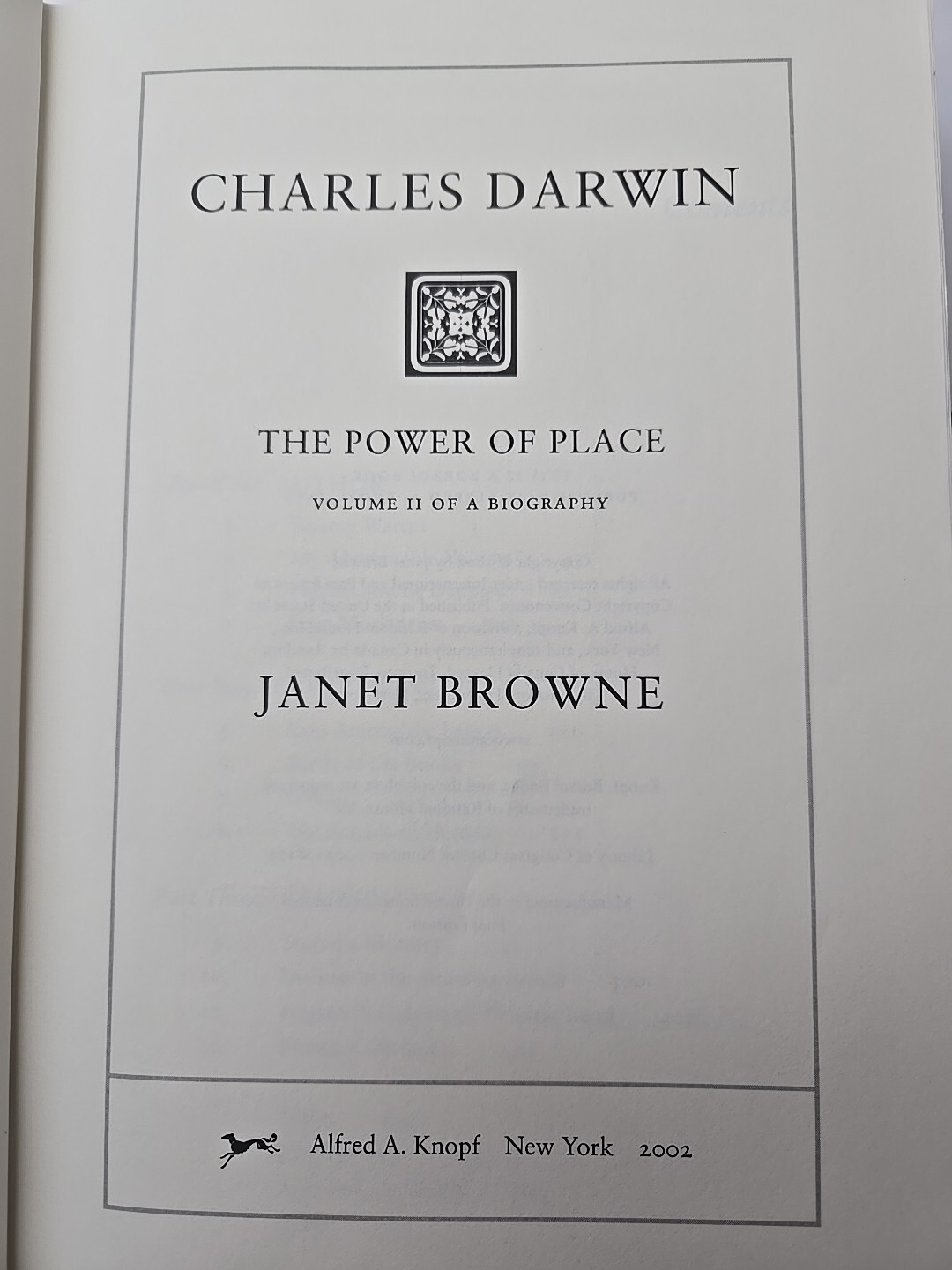 Charles Darwin: The Power of Place by E. Janet Browne | 2002 1st Edition HC