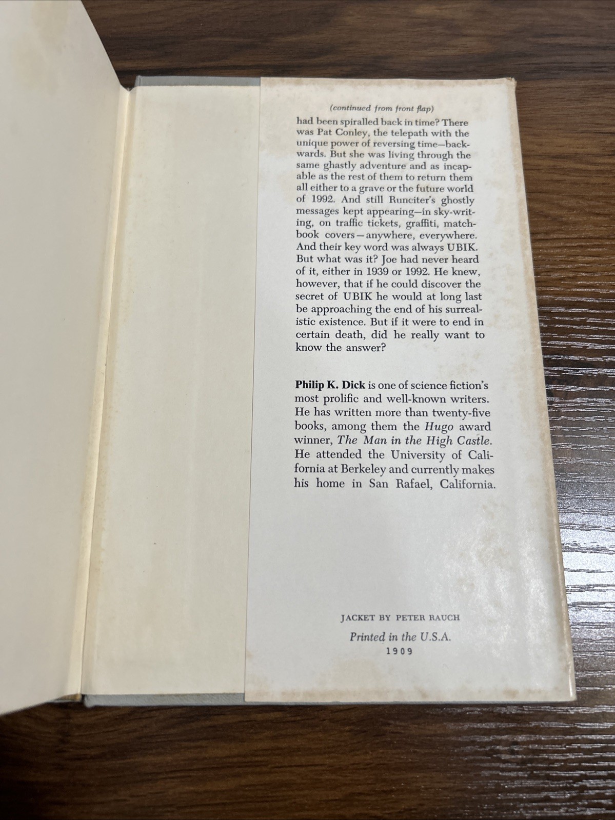 Ubik Philip K Dick 1969 Book Club Hardcover