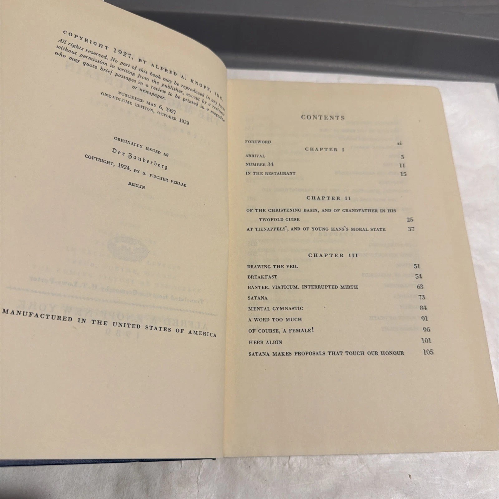 The Magic Mountain by Thomas Mann (1939) One Volume Hardcover Edition