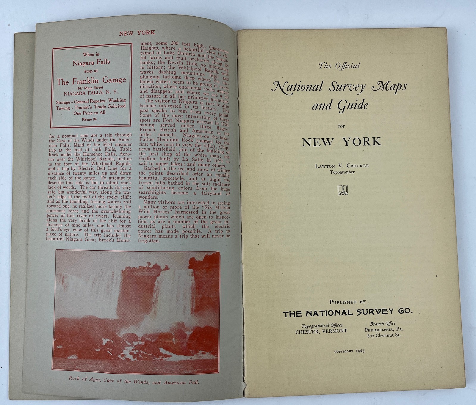 1925 Official National Survey Maps New York State Before Interstate Highways