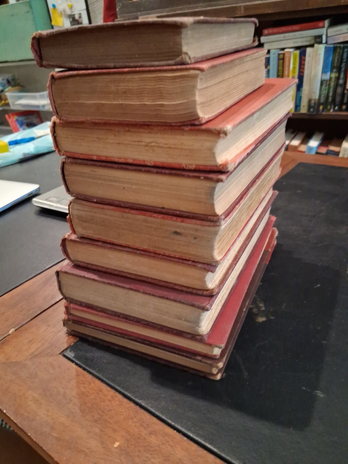 Lot of 9 RED / Shades of RED Old Vintage Antique Rare Hardcover Random Books