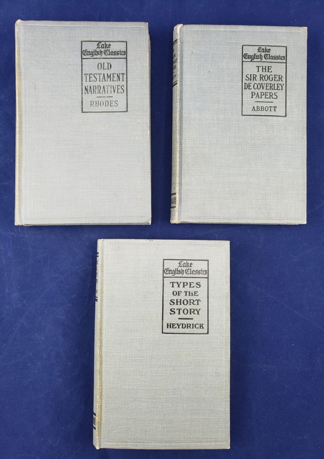 Lot OF 3 Lake Eng Classics OLD TESTAMENT NARRATIVES, SIR ROGER, SHORT STORY