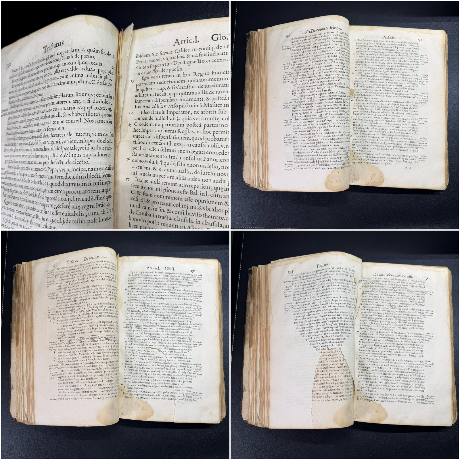 1555 Rebuffi Commentarii Latin French Law Folio Vol 3 Incomplete/Vandalized
