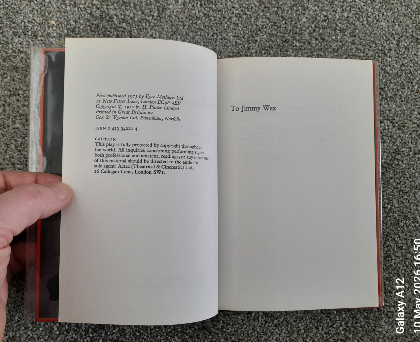 *SIGNED 1ST EDITION* Harold Pinter, No Man’s Land, Hardback, Karnac 1975