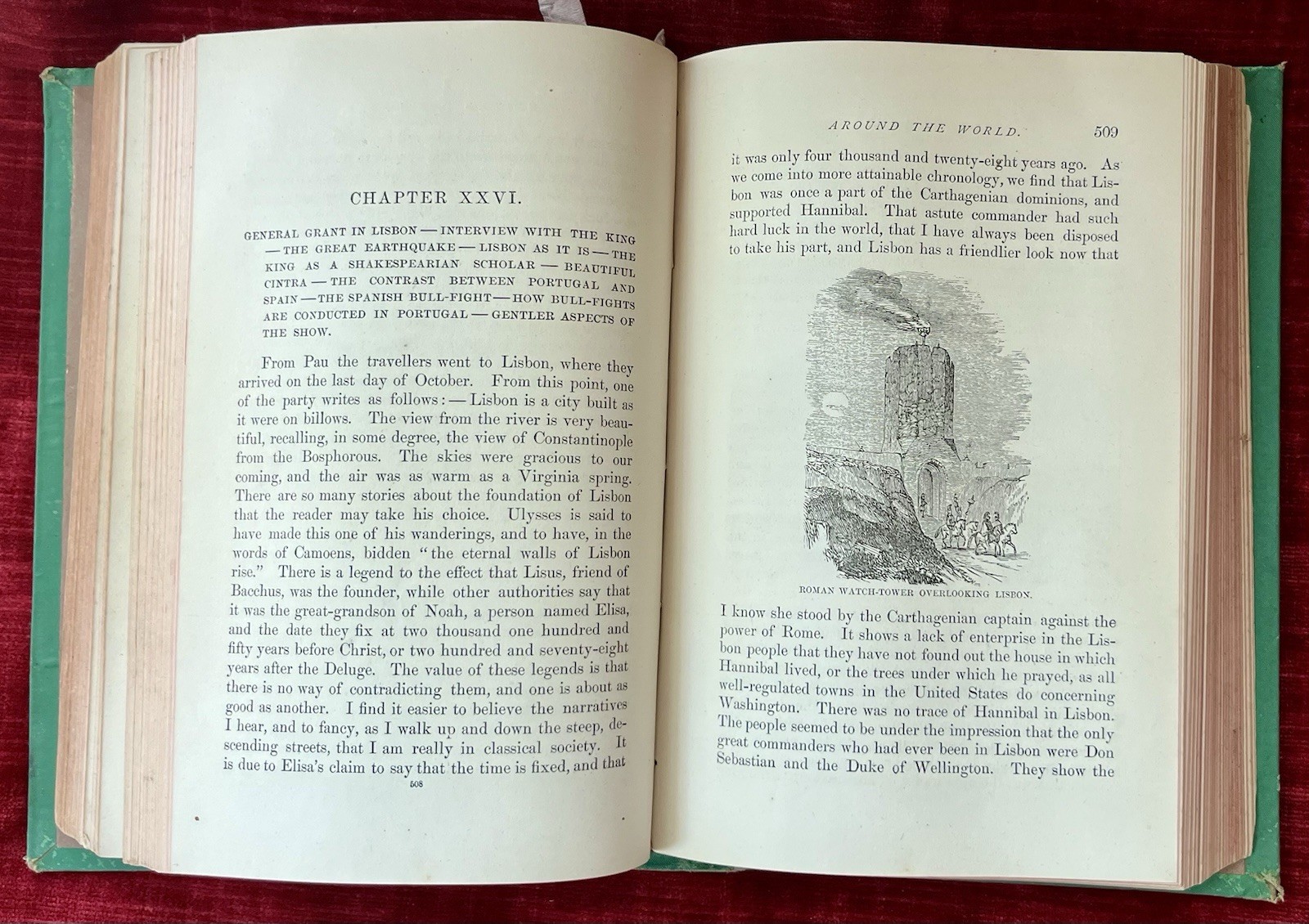 Antique 1880 Vintage Book Grant’s Tour Around the World J F Packard Illustrated
