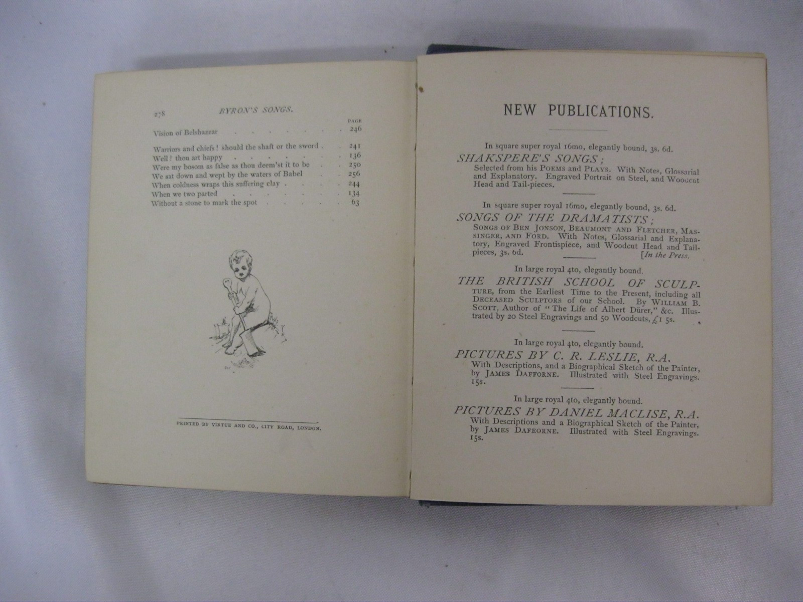 Songs by Lord Byron Virtue & Co Publishers 1872 Good Condition