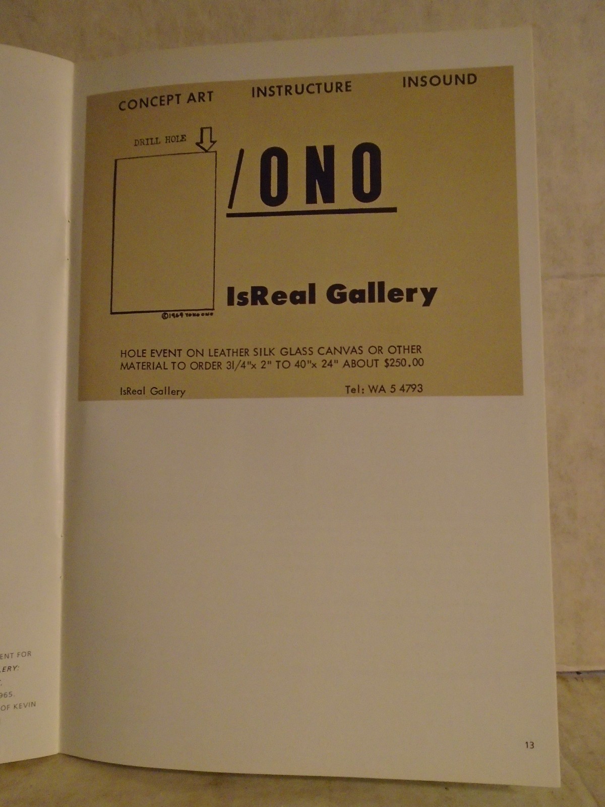 Yoko Ono Japan Society Gallery Exhibition catalog. 2000/01. Yes Yoko Ono
