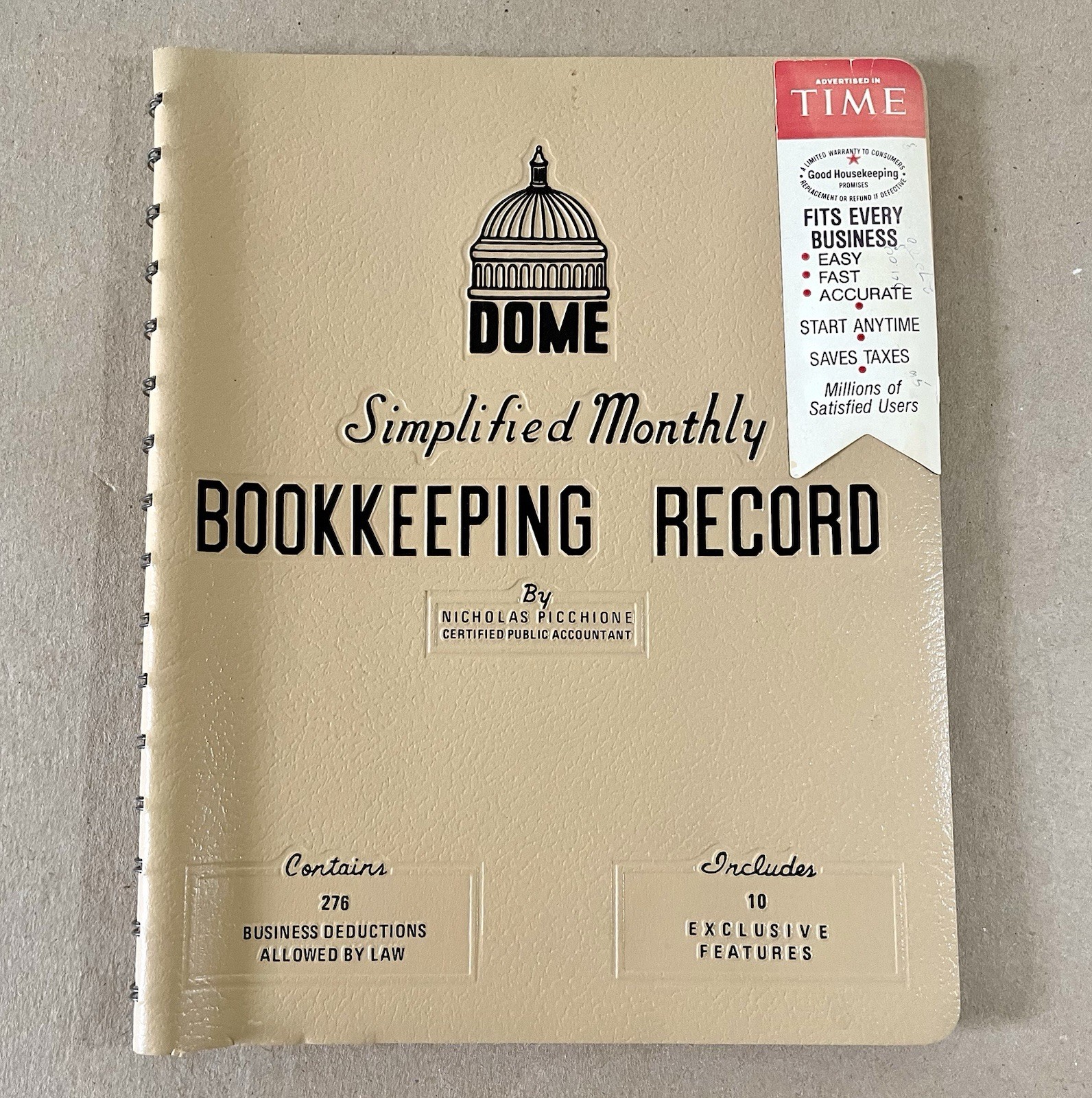 1983 DOME Spiral Bound Simplified Monthly Bookkeeping Record PICCHIONE No. 612