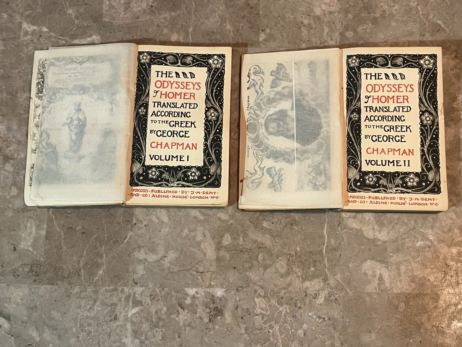 The Odysseys of Homer Vols 1 & 2 by George Chapman JM Dent & Co VINTAGE 1901 ED!