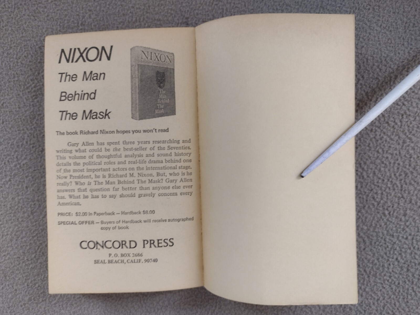 None Dare Call It Conspiracy Gary Allen Paperback Book 1971 3rd Printing