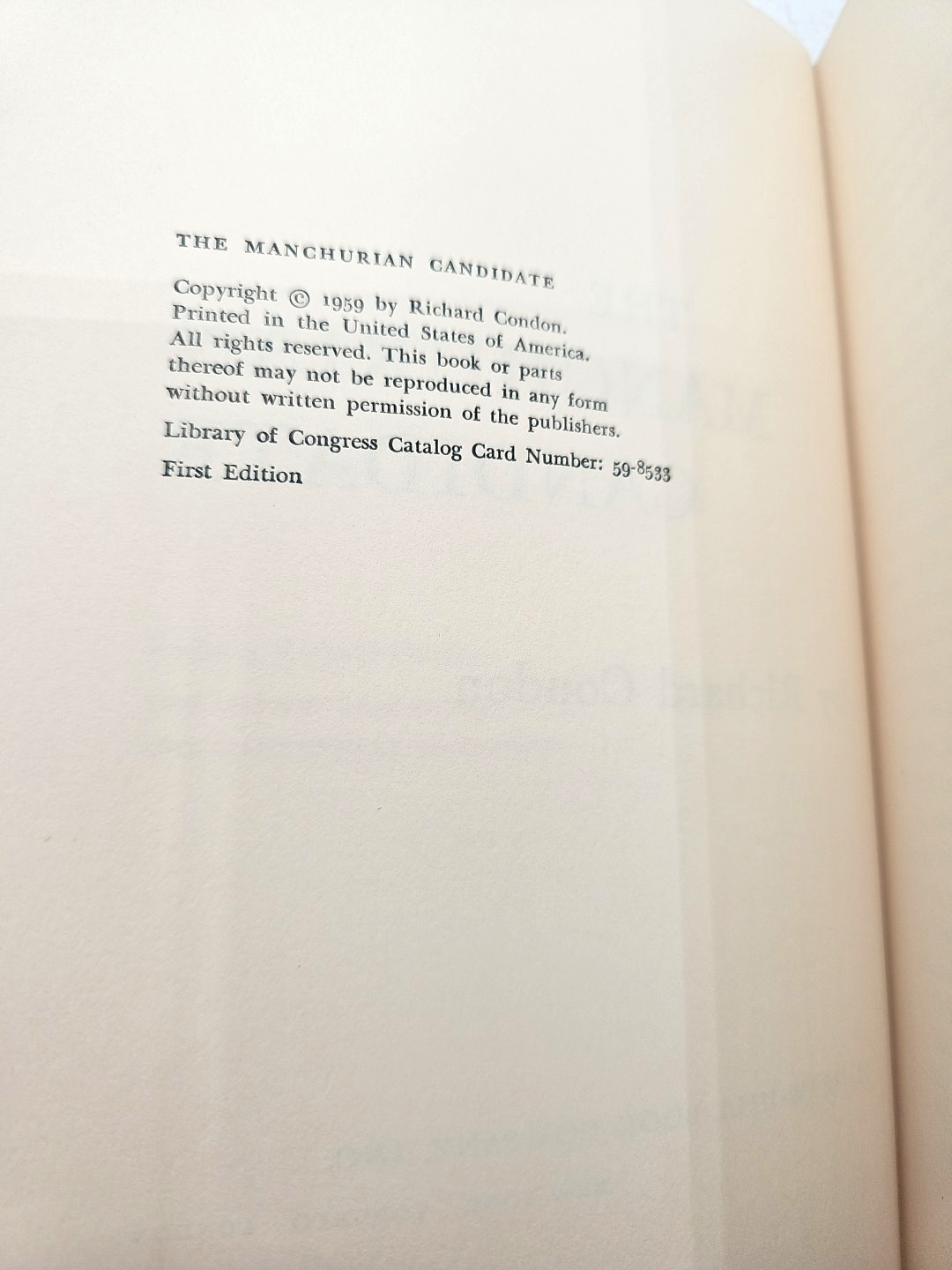 The Manchurian Candidate Richard Condon 1959 McGraw-Hill 1st Edition Hardcover