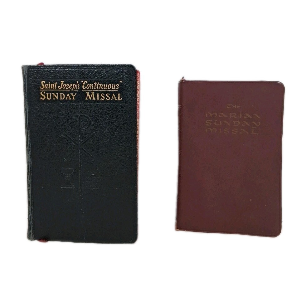 Vintage 1957 Sunday Missals: Marian Sunday and Saint Joseph Continuous, Lot of 2
