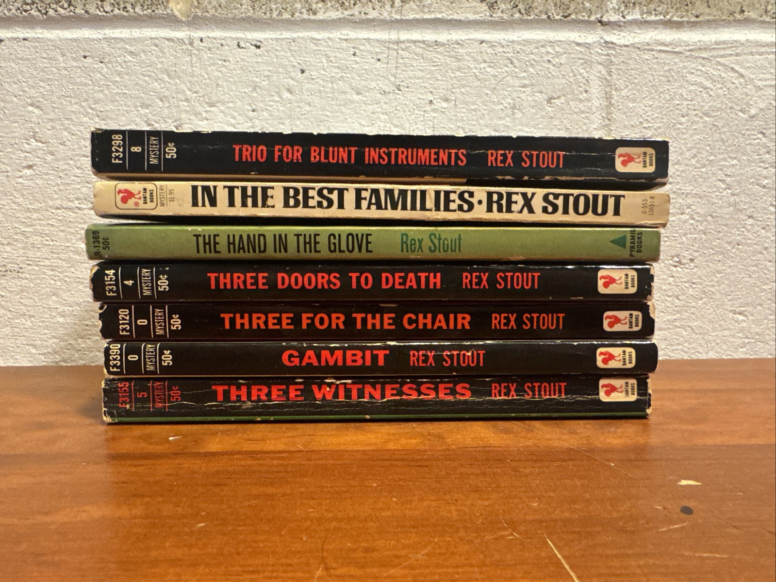 Rex Stout Book Lot (7) 1960’s 1970’s Bantam Books Gambit Three Witnesses ….