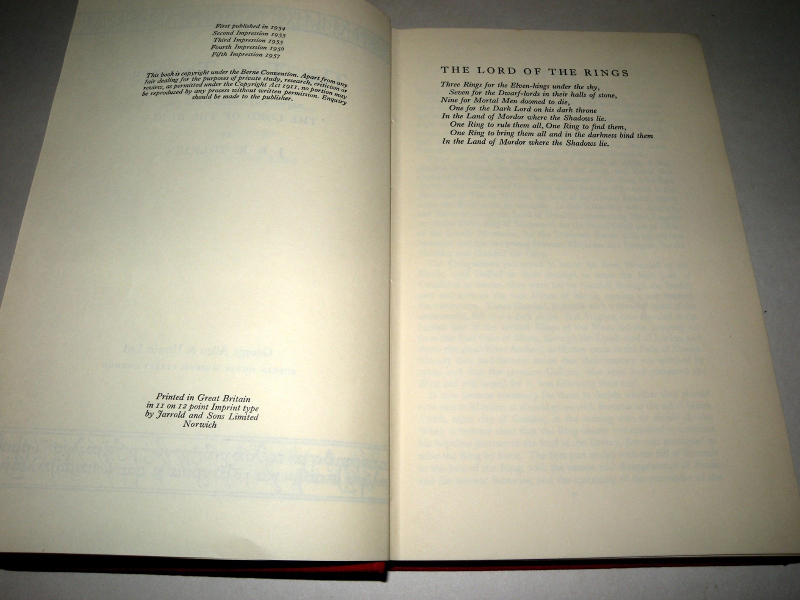 The Two Towers Tolkien 1957 1st Ed 5th Imp HB DJ Allen & Unwin
