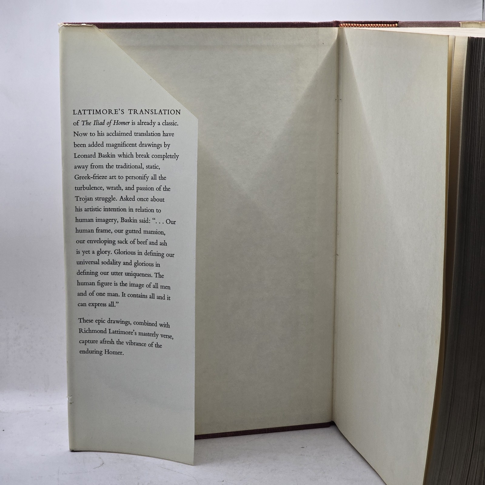 The Iliad of Homer 1962 By Richmond Lattimore Drawings By Leonard Baskin