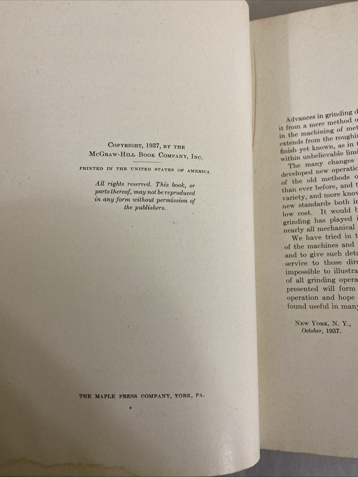 Grinding Practice 1937 McGraw-Hill Colvin & Stanley 1st Ed Rev Impr Illus USA HB