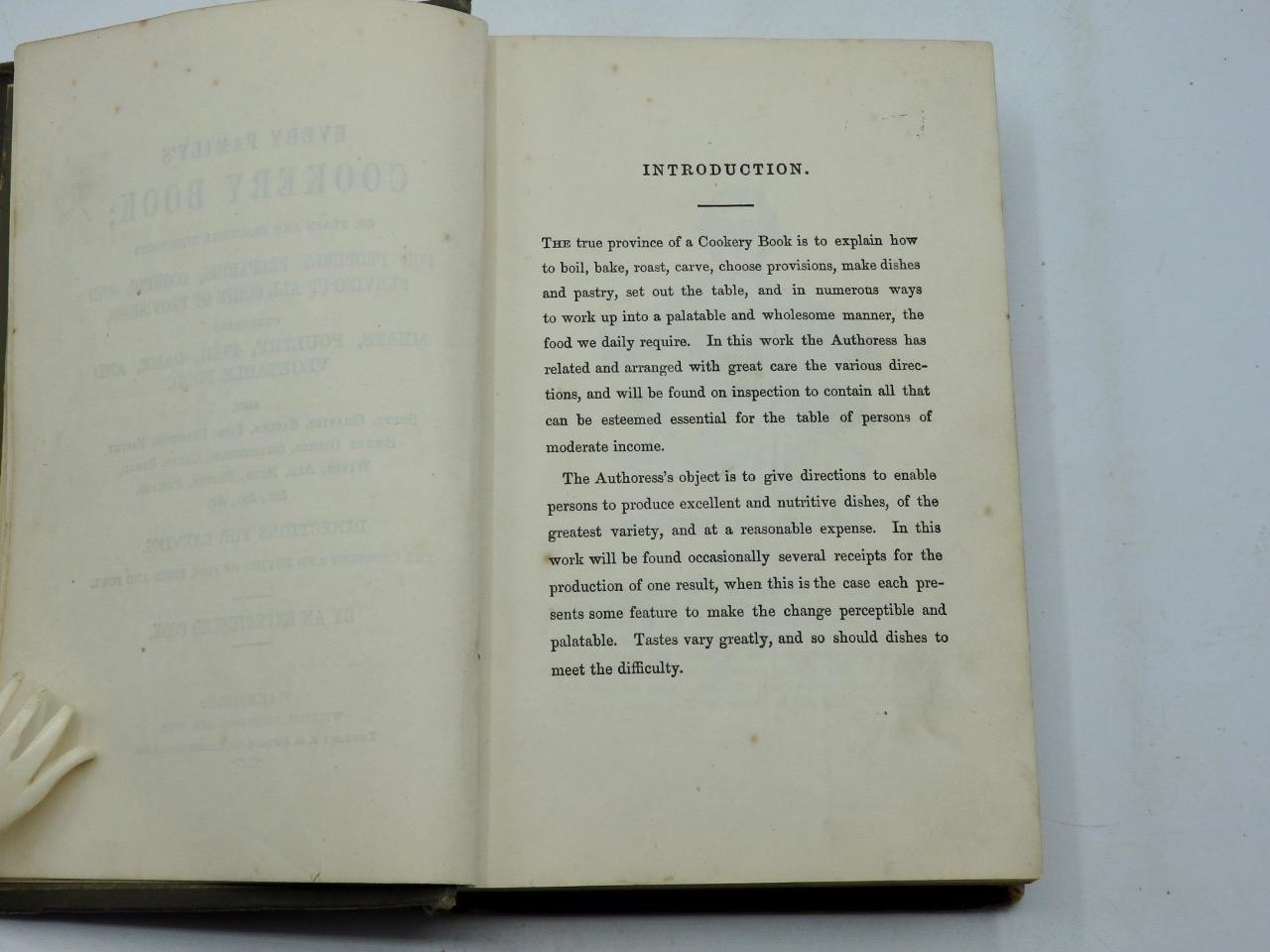 Antique c1870 EVERY FAMILY’S COOKERY BOOK By an Experienced Victorian Cook