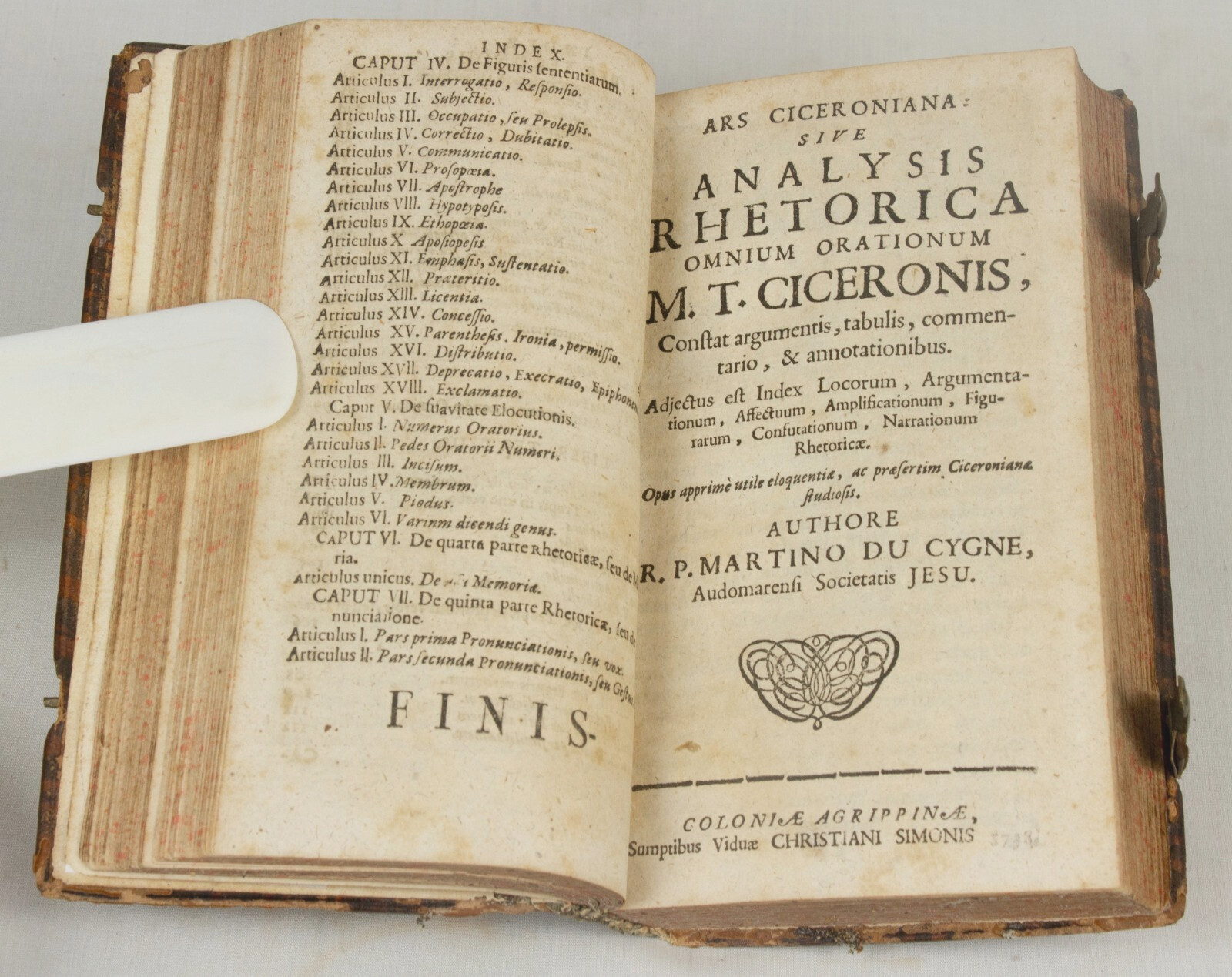 MONASTIC binding 1738 – art of oration and rhetoric – CICERO – Ampleforth Abbey