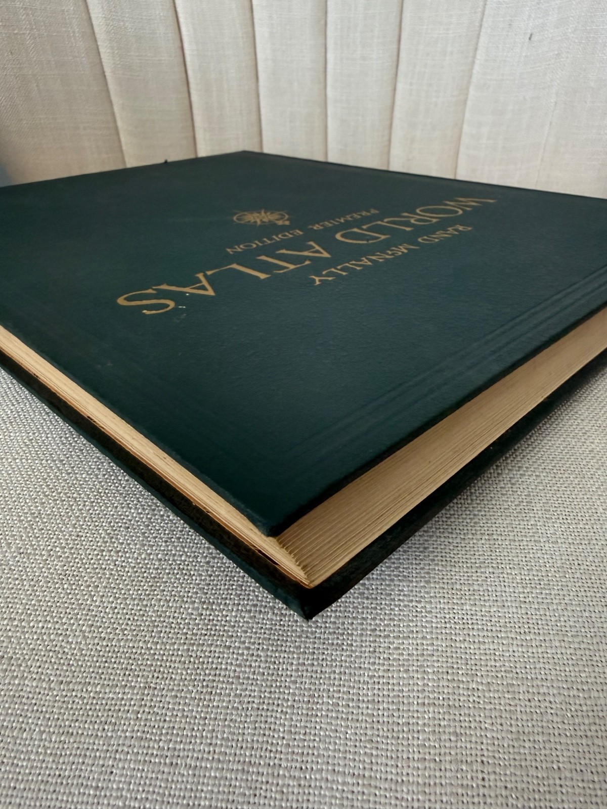 AS IS** Rand McNally WORLD ATLAS Premier Edition LARGE book maps charts vintage