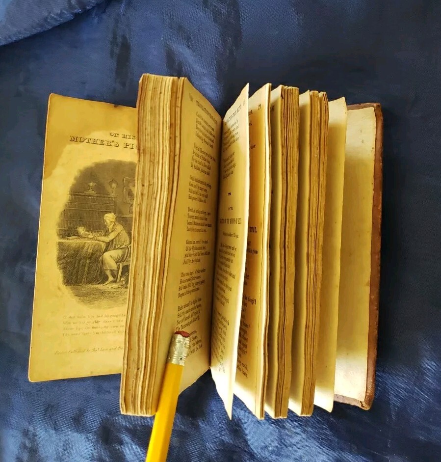1823 Poems By William Cowper Vol. III Small Antique Leather Classic Decor