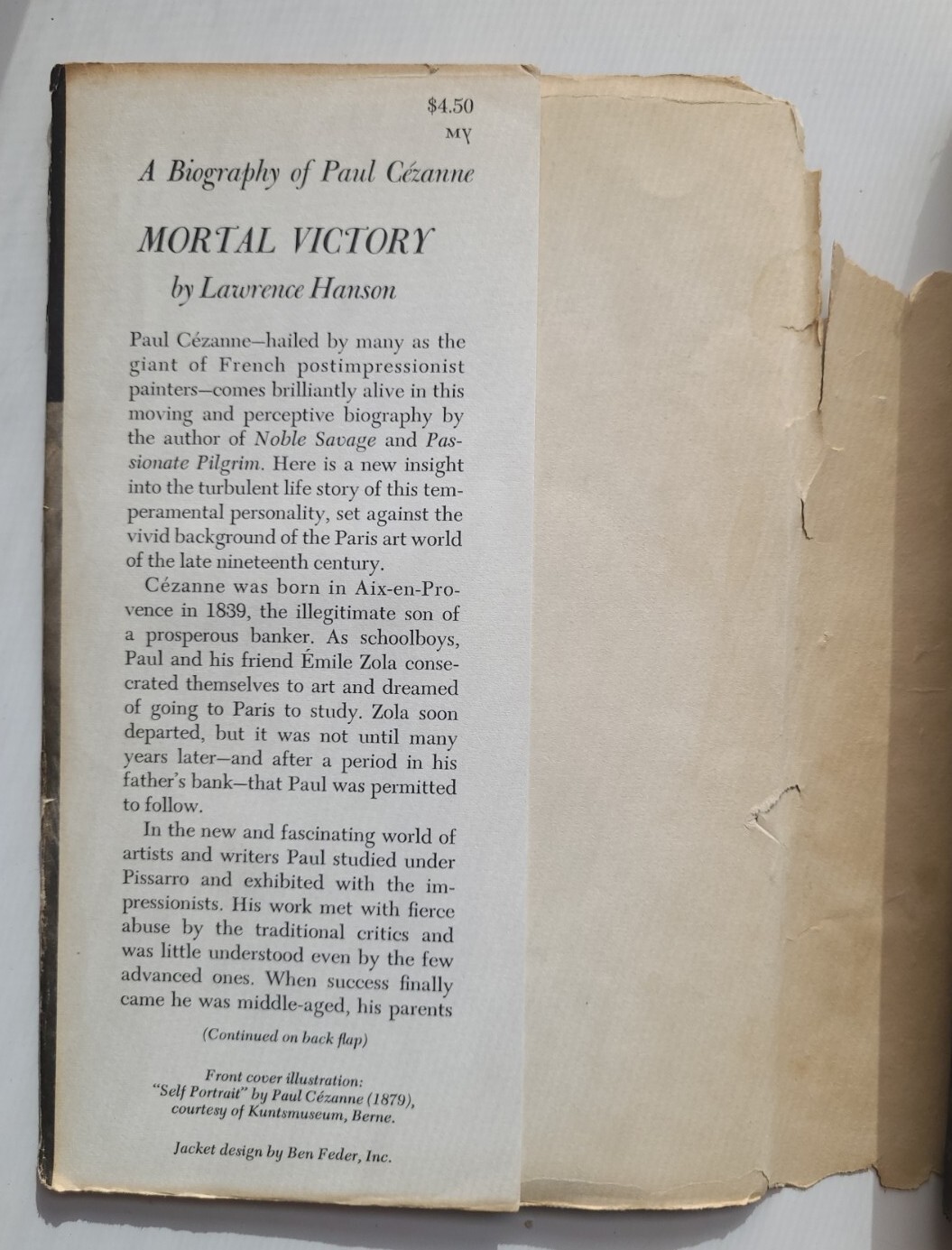 Lawrence HANSON / Mortal Victory A Biography of Paul Cézanne 1st Edition 1960 HC