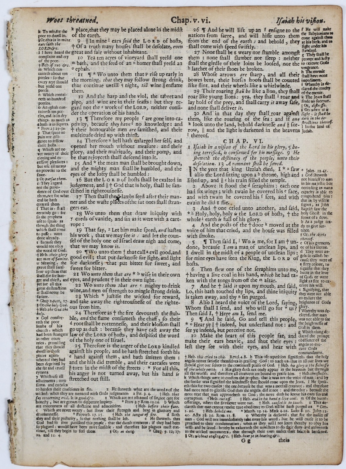 1649 KJV Bible Leaf Holy Holy Holy Isaiah’s Vision Immanuel Prophecy