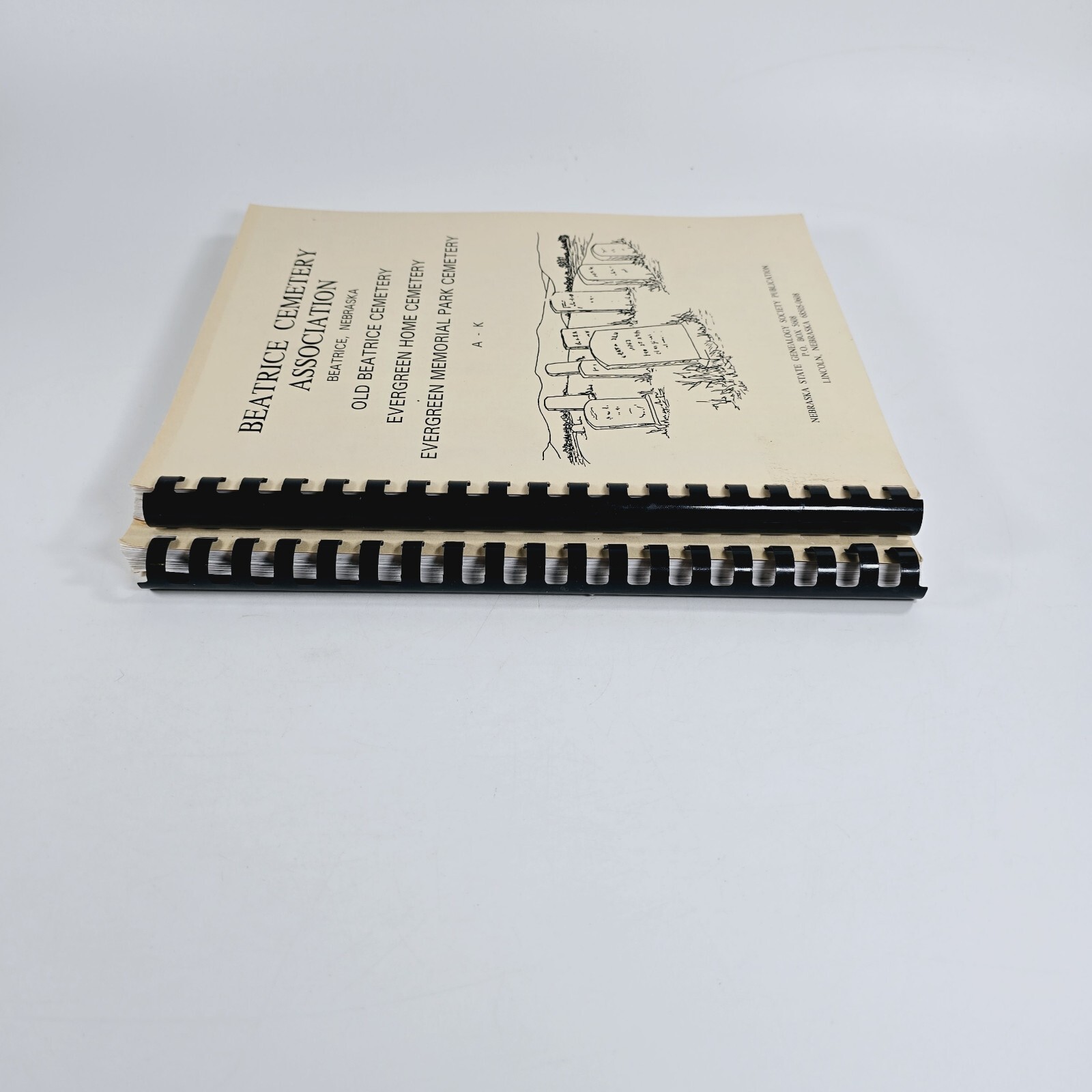 Beatrice Cemetery Association Nebraska 2 Volume Set A-Z Spiral Bound Paperbacks