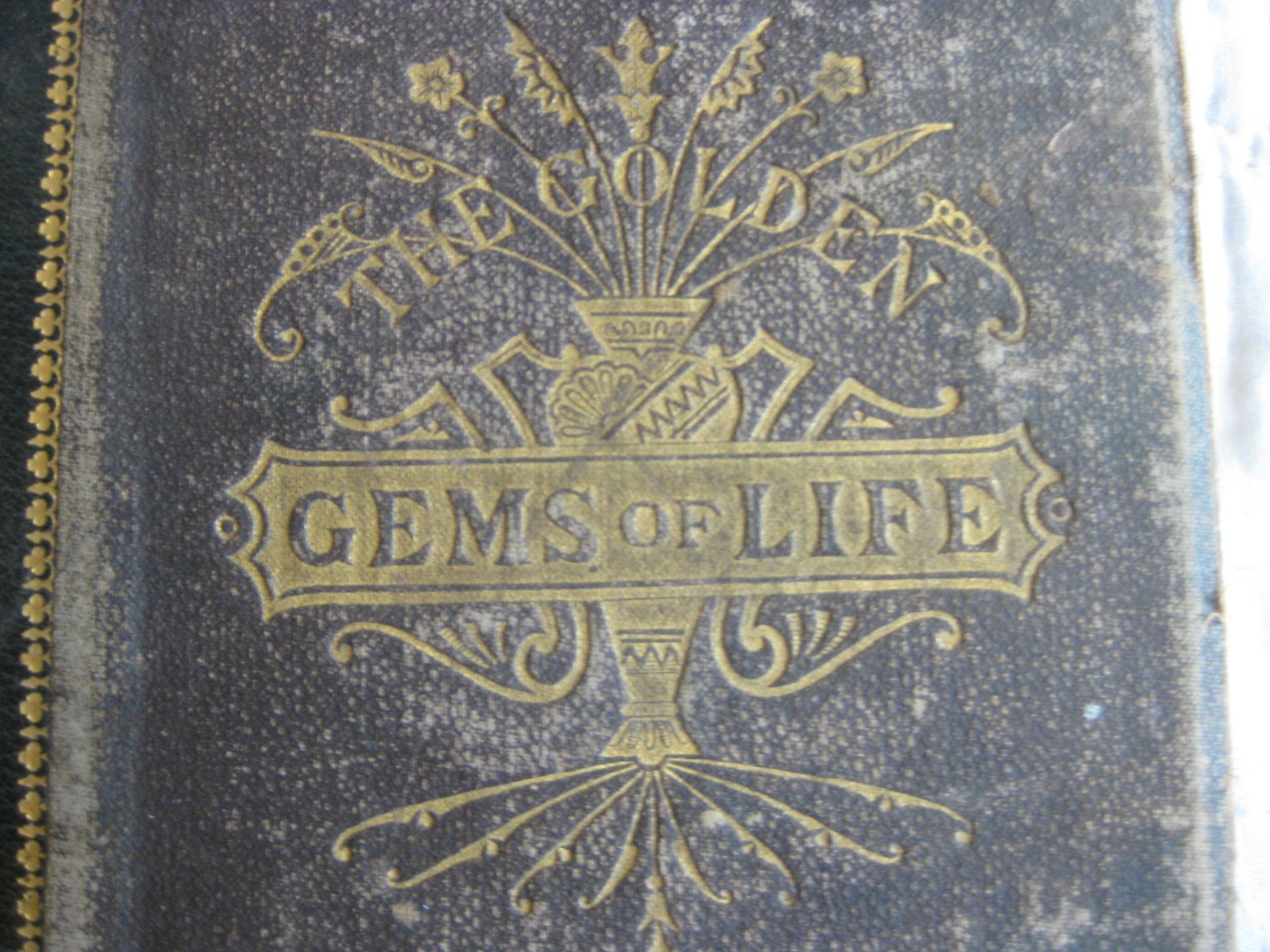 ANTIQUE GOLDEN GEMS OF LIFE BOOK 1884 LEATHER BINDING ILLUSTRATED ETIQUETTE OLD