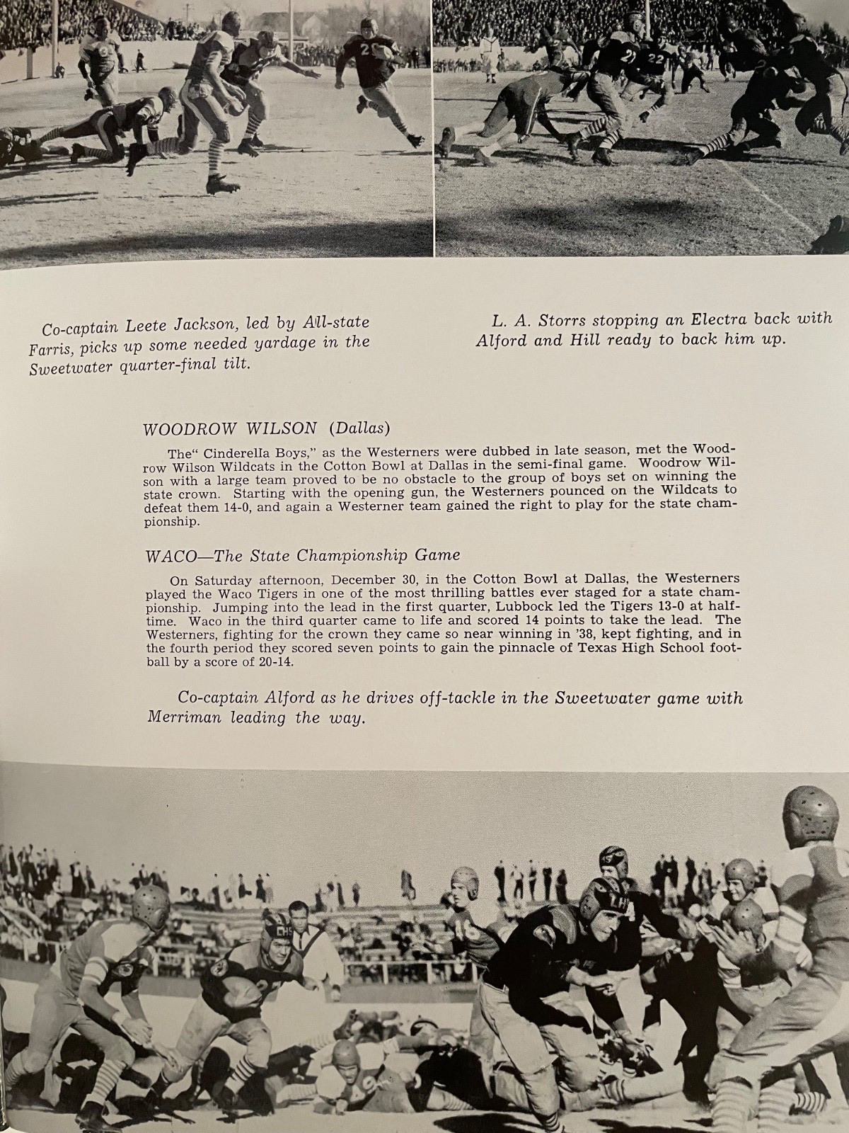 LUBBOCK HIGH SCHOOL, TEXAS 1940 “WESTERNER 1940” STATE FOOTBALL CHAMPS!!