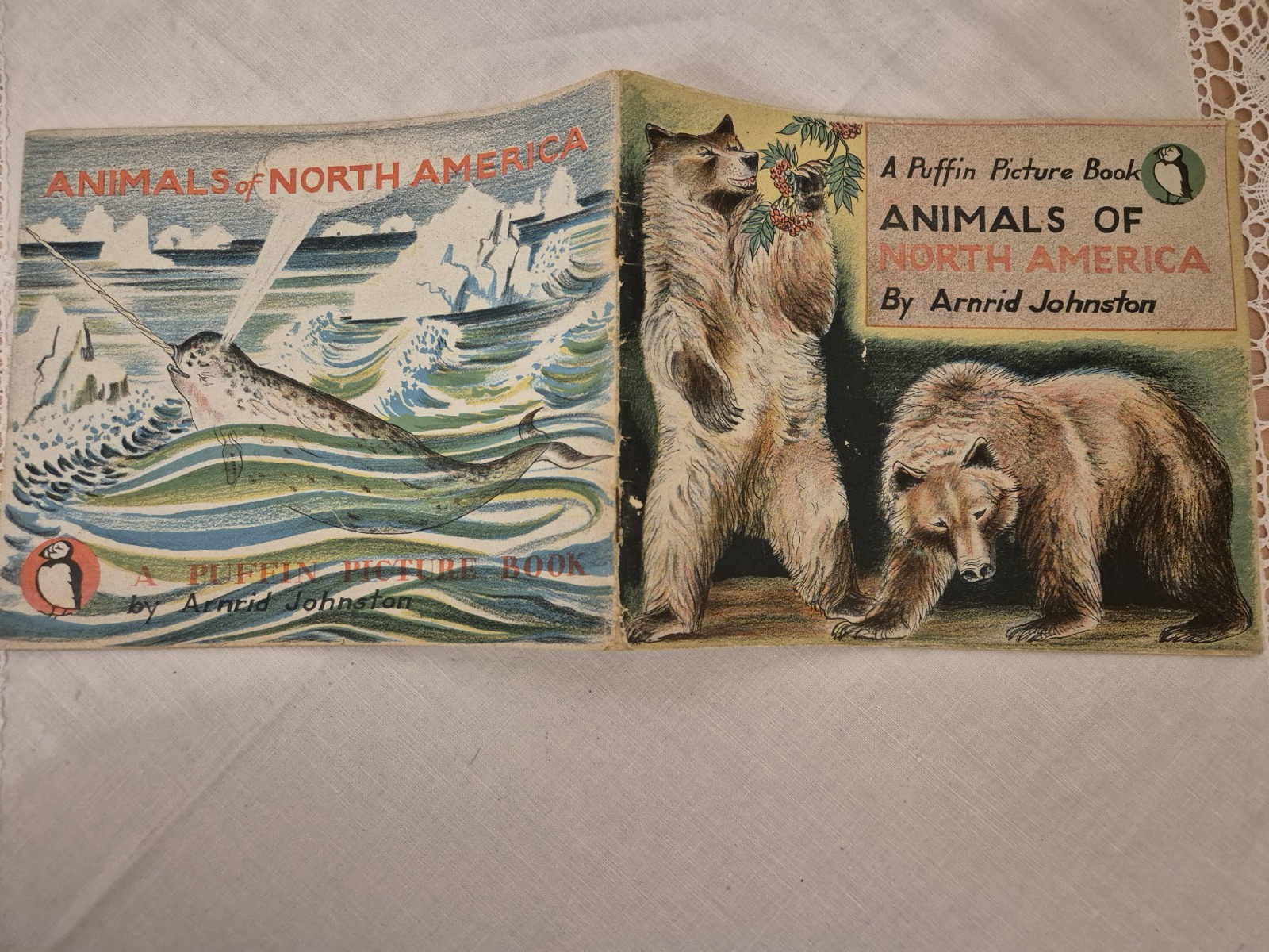Vintage 1942 Animals Of North America Puffin Picture Book Arnrid Johnston 1st Ed