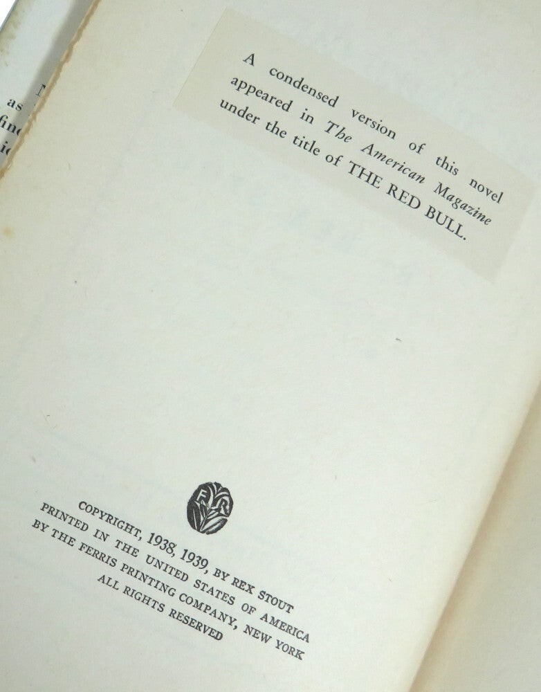 Rex Stout / Some Buried Caesar 1st Edition 1939