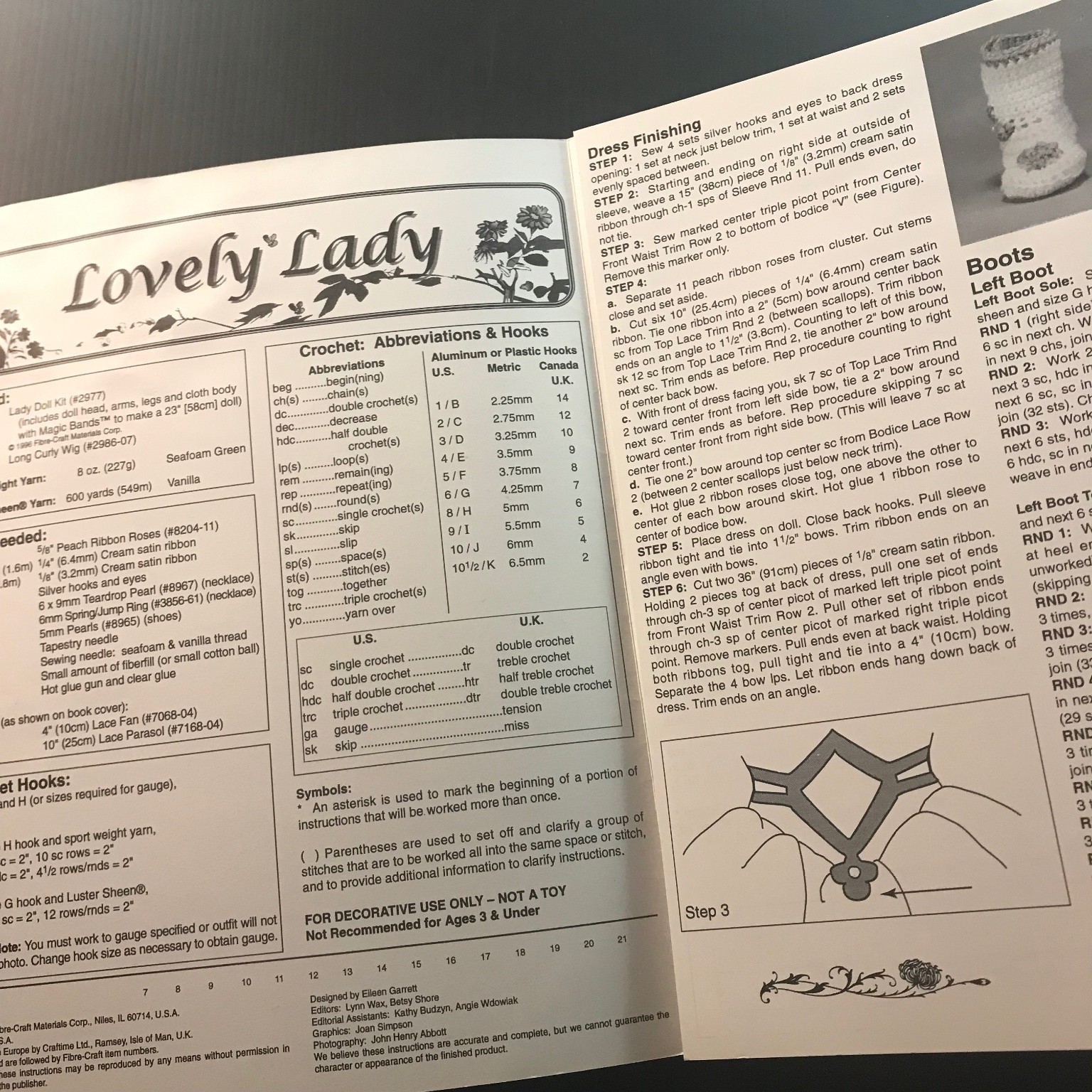 Lovely Lady Fibre-Craft FCM484 Crochet Pattern Victorian Gown Doll