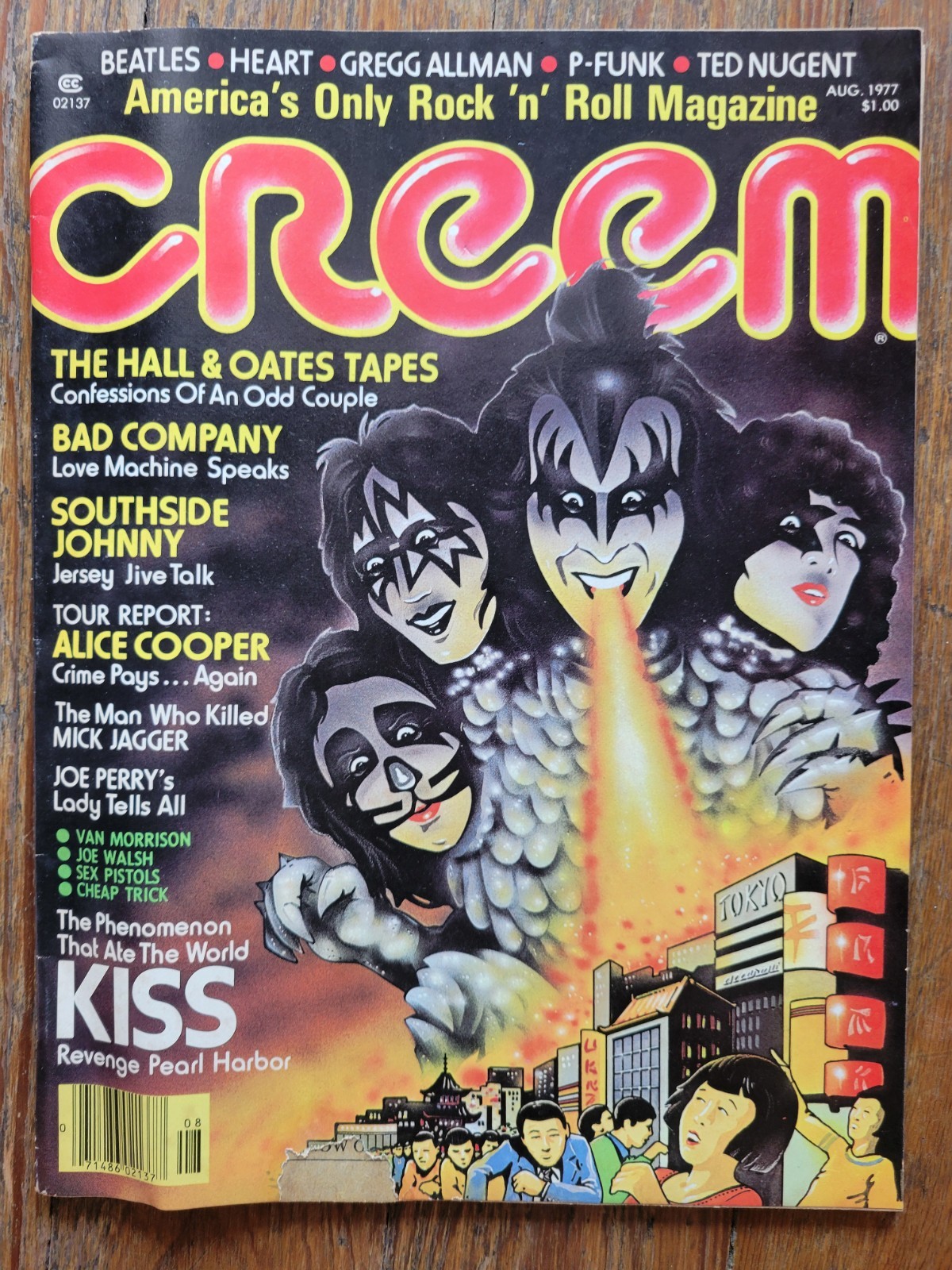 Creem Magazine, Aug 1977, Kiss, Bad Company, Alice Cooper, Hall & Oates, Beatles