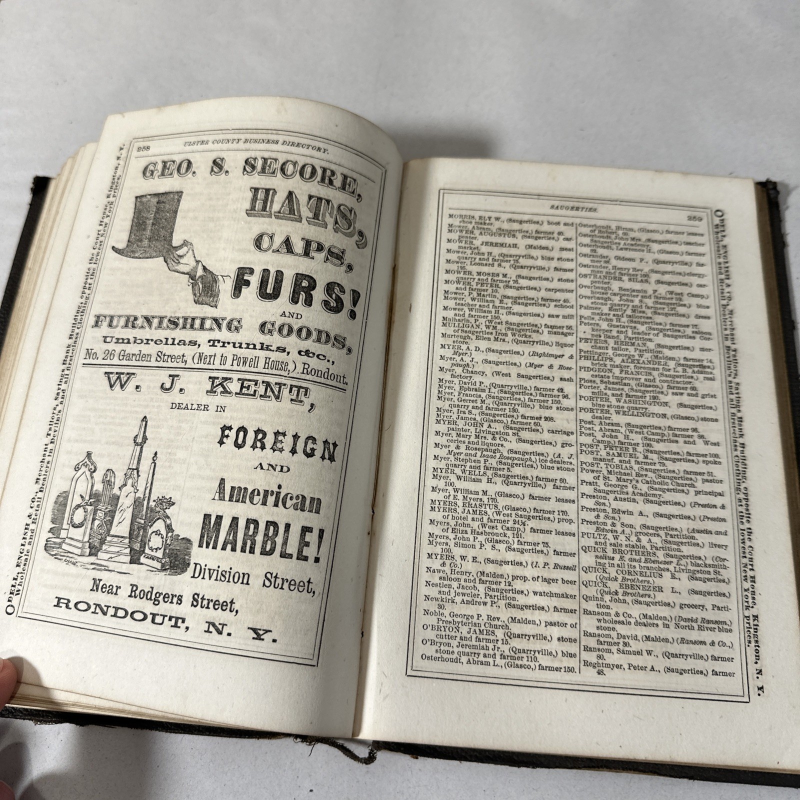 Gazetteer Business Directory Ulster County New York 1871 First Edition Book Map