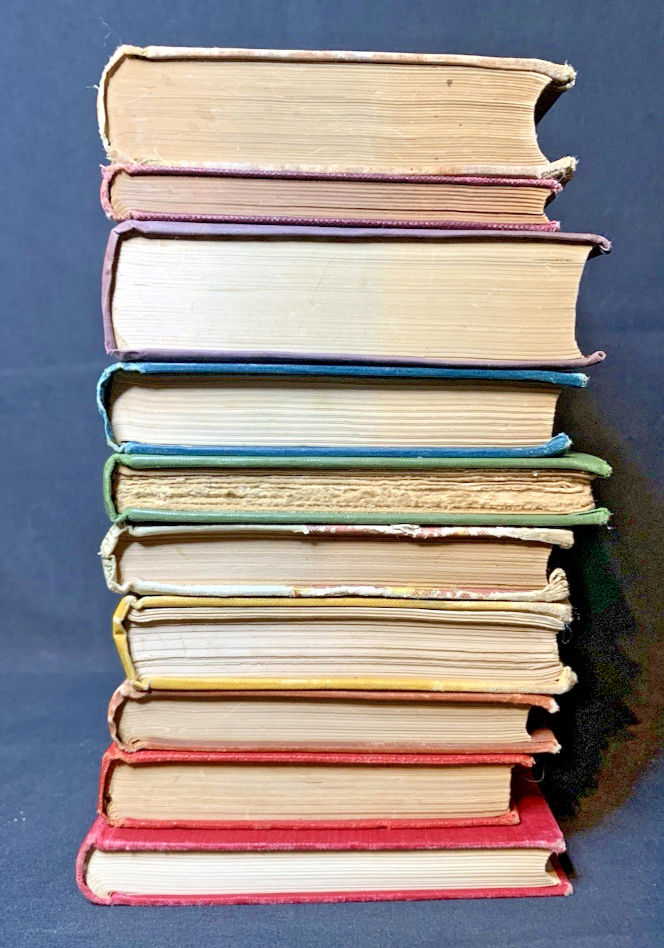 Antique Rainbow Decor Books Lot 10 Small HC Late 1800s Illustrated Stack Vintage