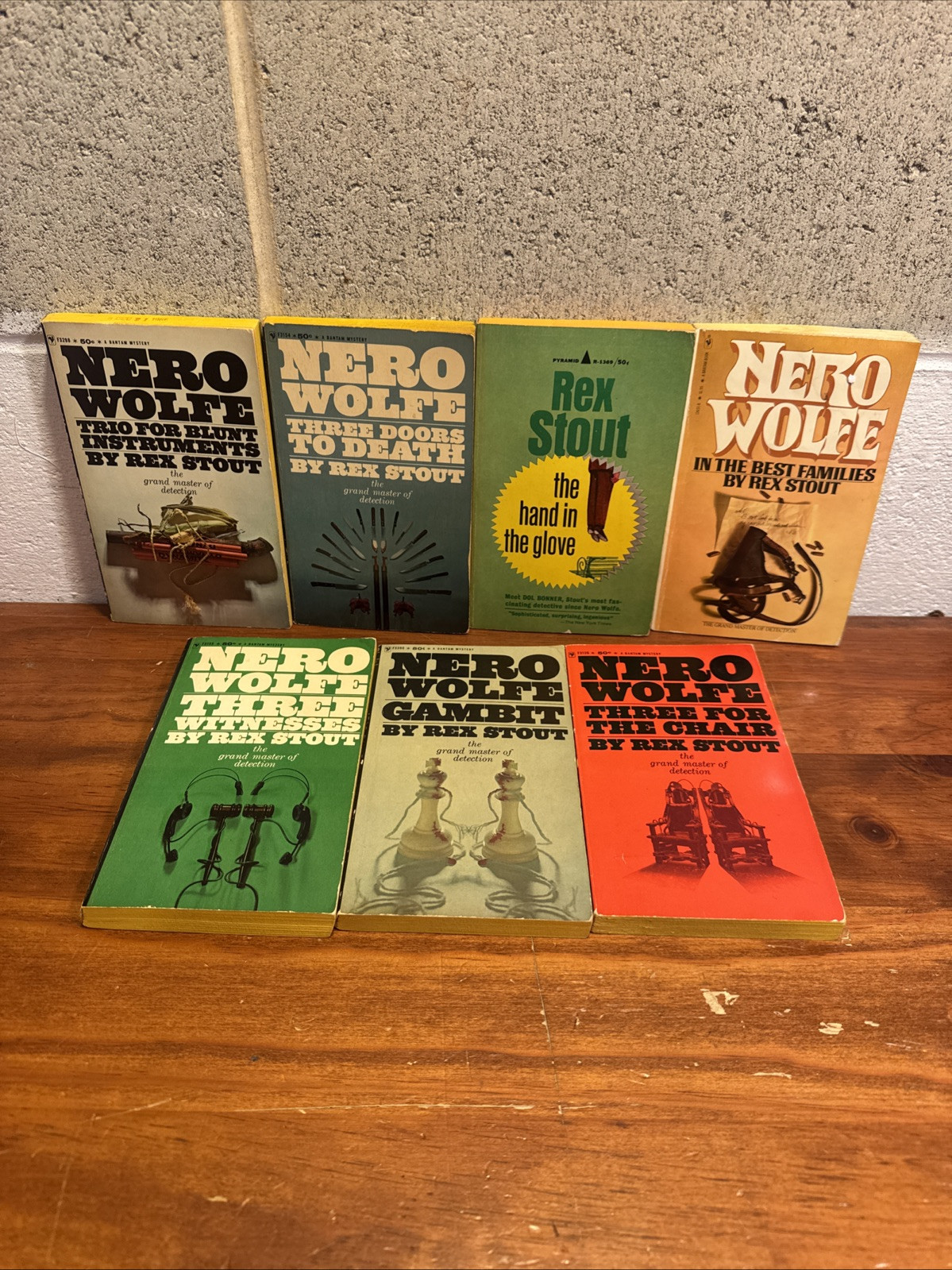 Rex Stout Book Lot (7) 1960’s 1970’s Bantam Books Gambit Three Witnesses ….