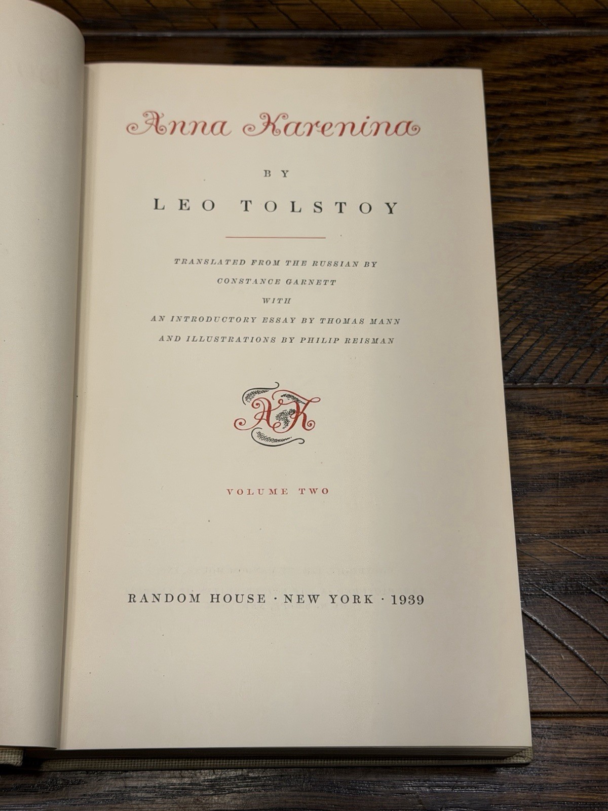 Leo Tolstoy Anna Karenina 2 Vol Set 1939 Random House Illustrated Hardcover