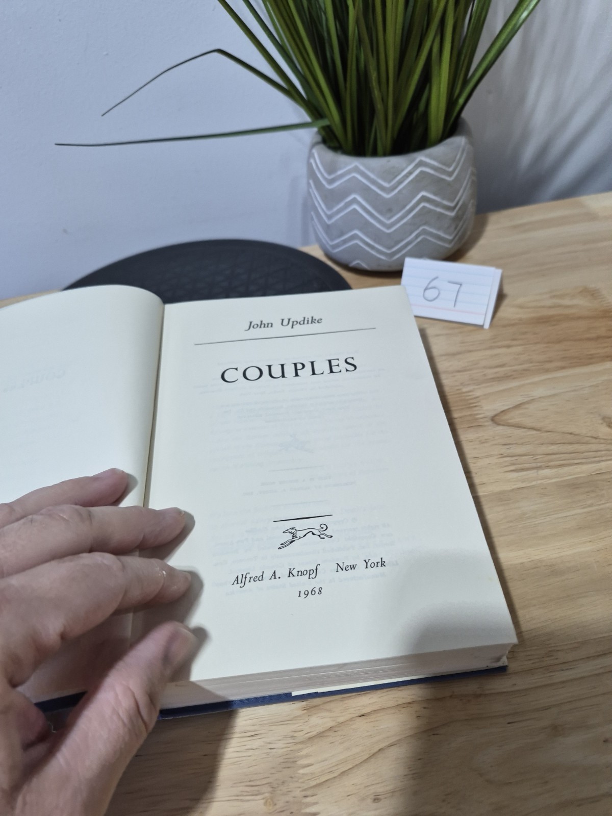 Couples A Novel By John Updike – Alfred A. Knopf 1968 First Edition Hardcover