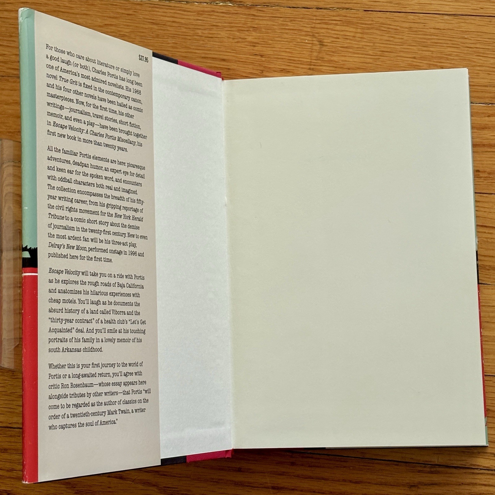 CHARLES PORTIS—Escape Velocity—1st Edition HC—”Strange & Hilarious”—Donna Tartt