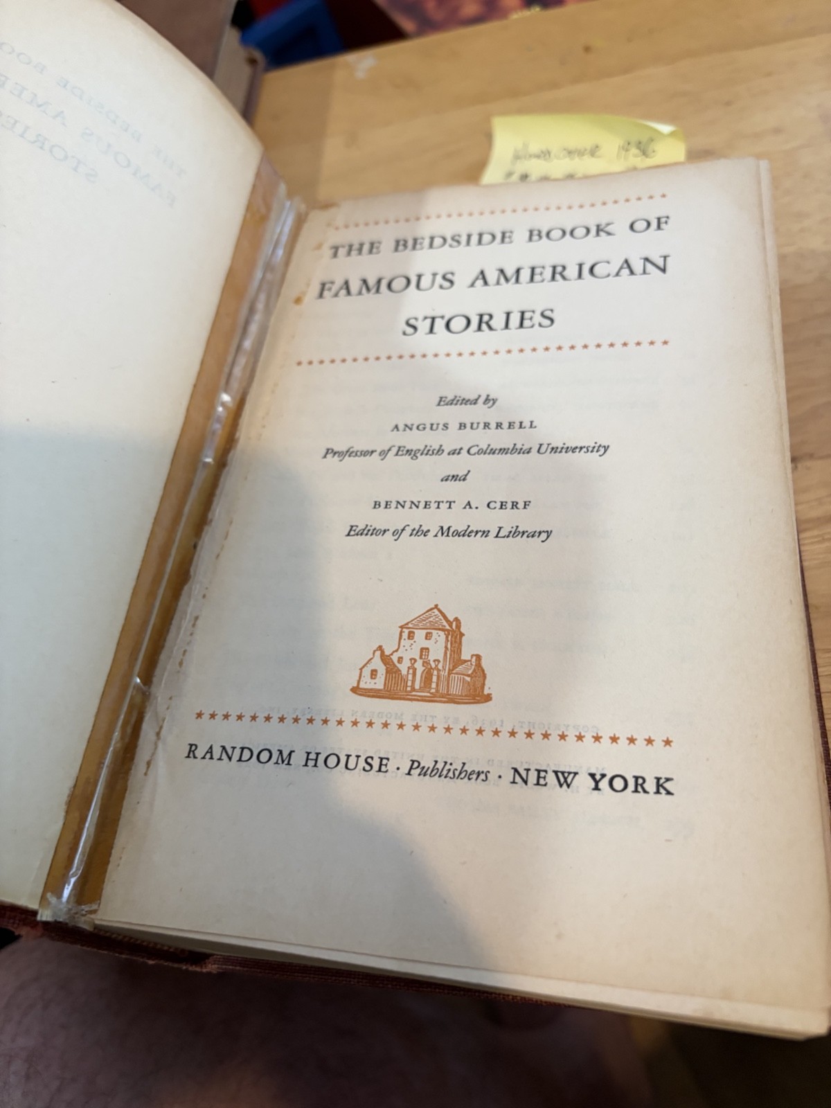The Bedside Book Of Famous American Stories Hardcover 1936 Vintage / Antique old