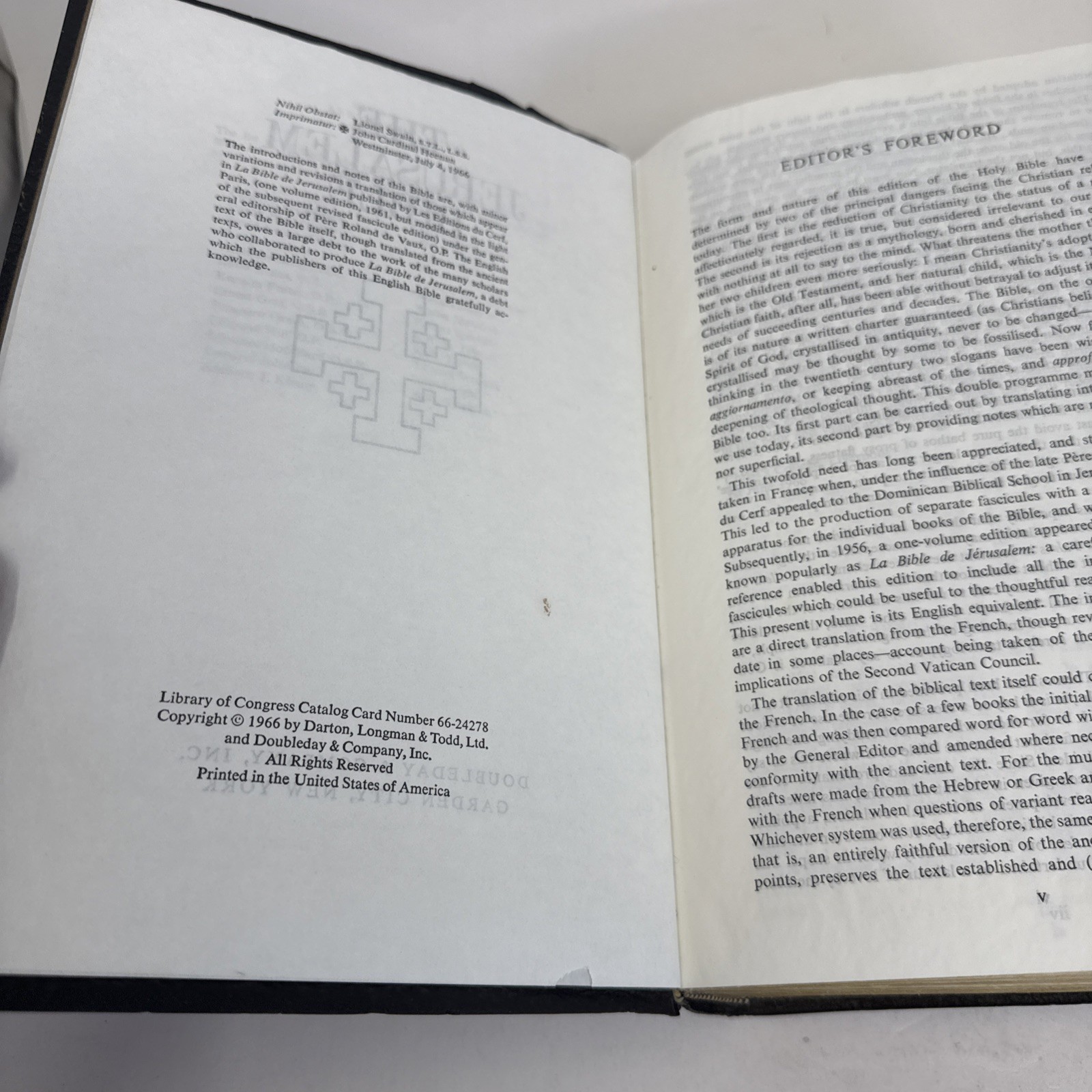 The Jerusalem Bible 1966 Doubleday Alexander Jones Black Softcover Faux Leather