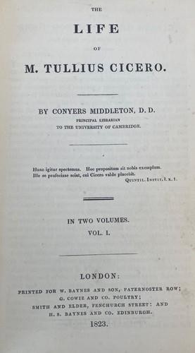 LIFE OF M. TULLIUS CICERO by Conyers Middleton 1823 in 2 Volumes FANCY LEATHER