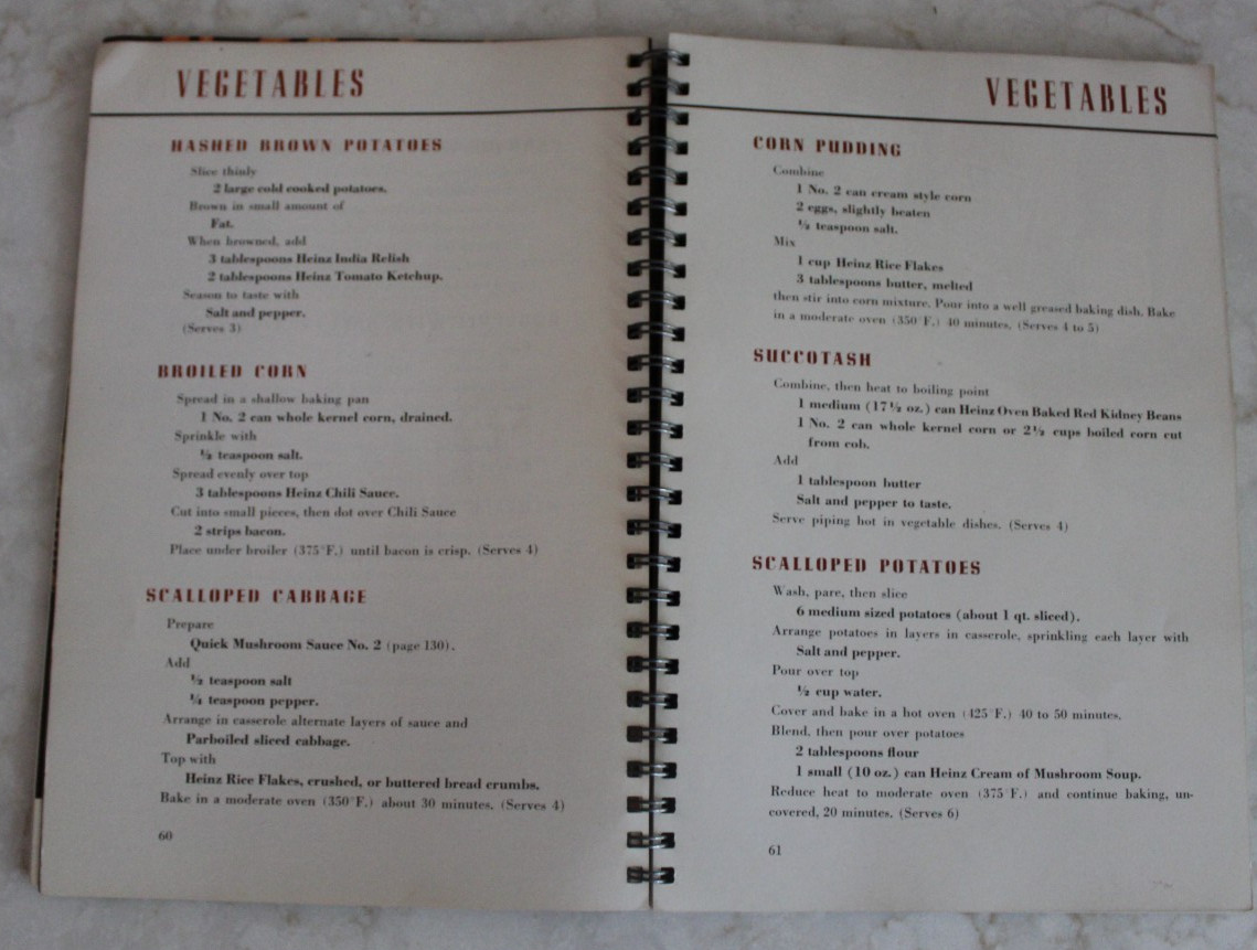 Heinz Recipe Book 1939 (?) Vintage Spiral Bound Cook Book HEINZ 57