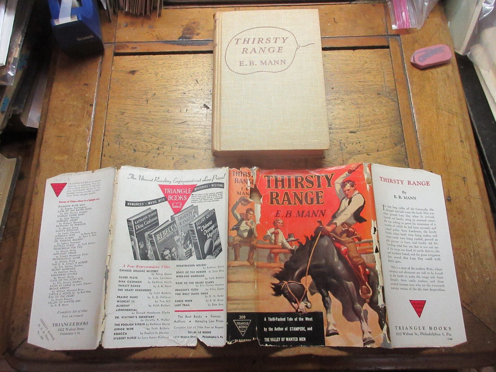 1935 Thirsty Range E.B. MANN Western CATTLE RANGES Dust Jacket DJ