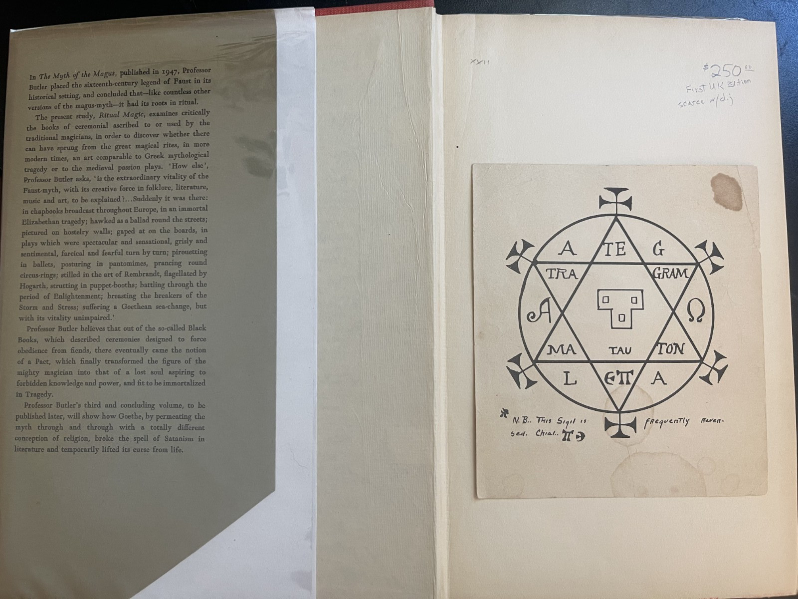 Ritual Magic E.M. Butler 1949 1st Edition Cambridge Occult Solomonic DJ