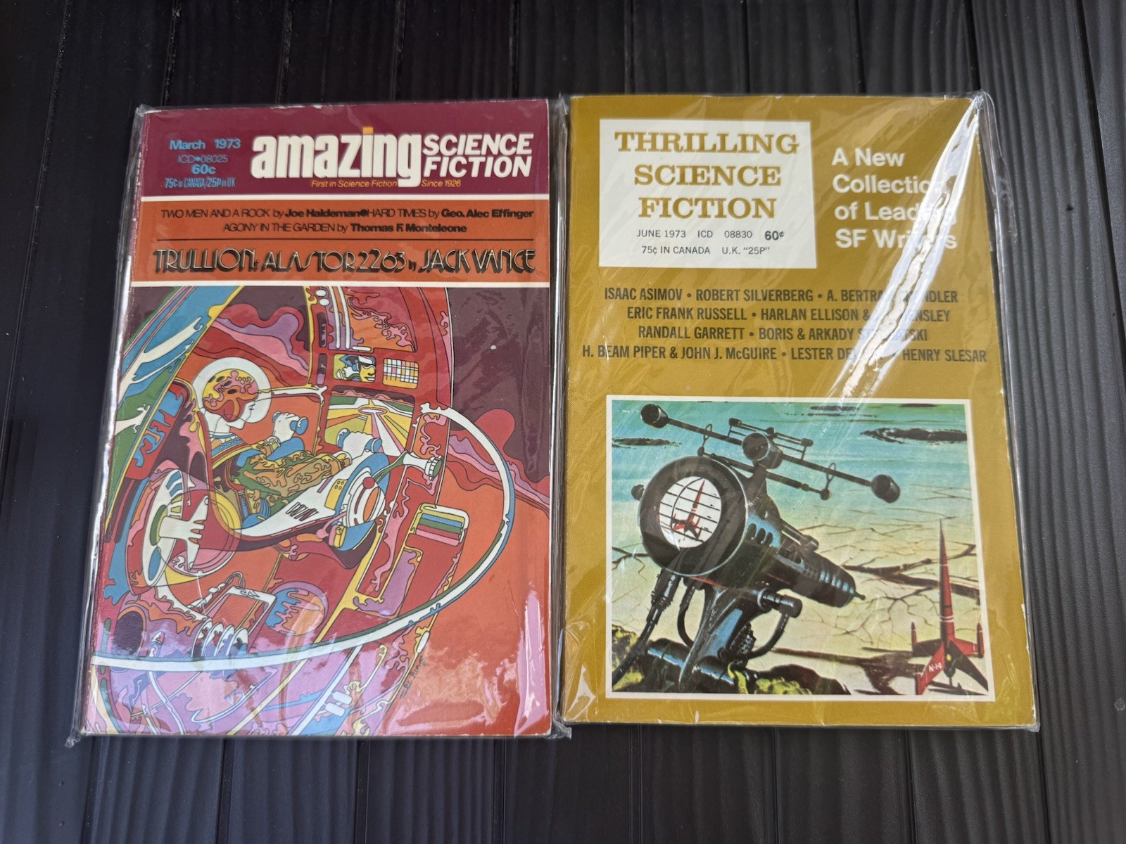 10 LOT : 1970s Science Fiction Magazines THRILLING AMAZING SCI FI ANALOG & More