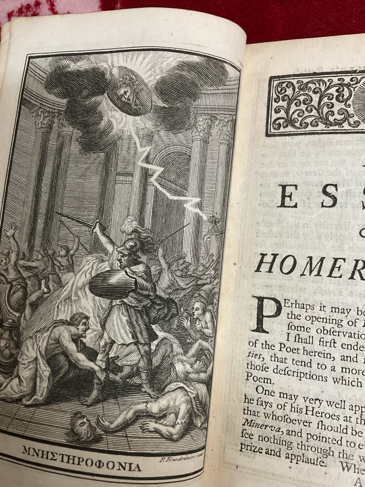 Antique 1732 THE ILIAD OF HOMER HARDBACK LEATHER BOUND ALEXANDER POPE rare