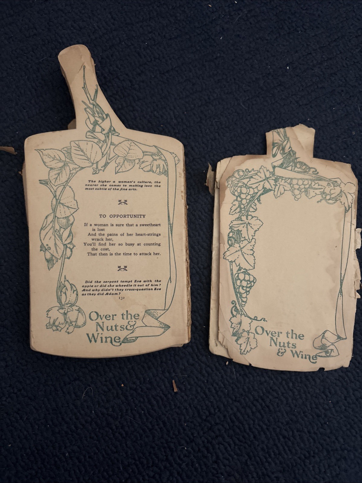 Over The Nuts & Wine Antique Original Collectible 1906 Retro Party Book